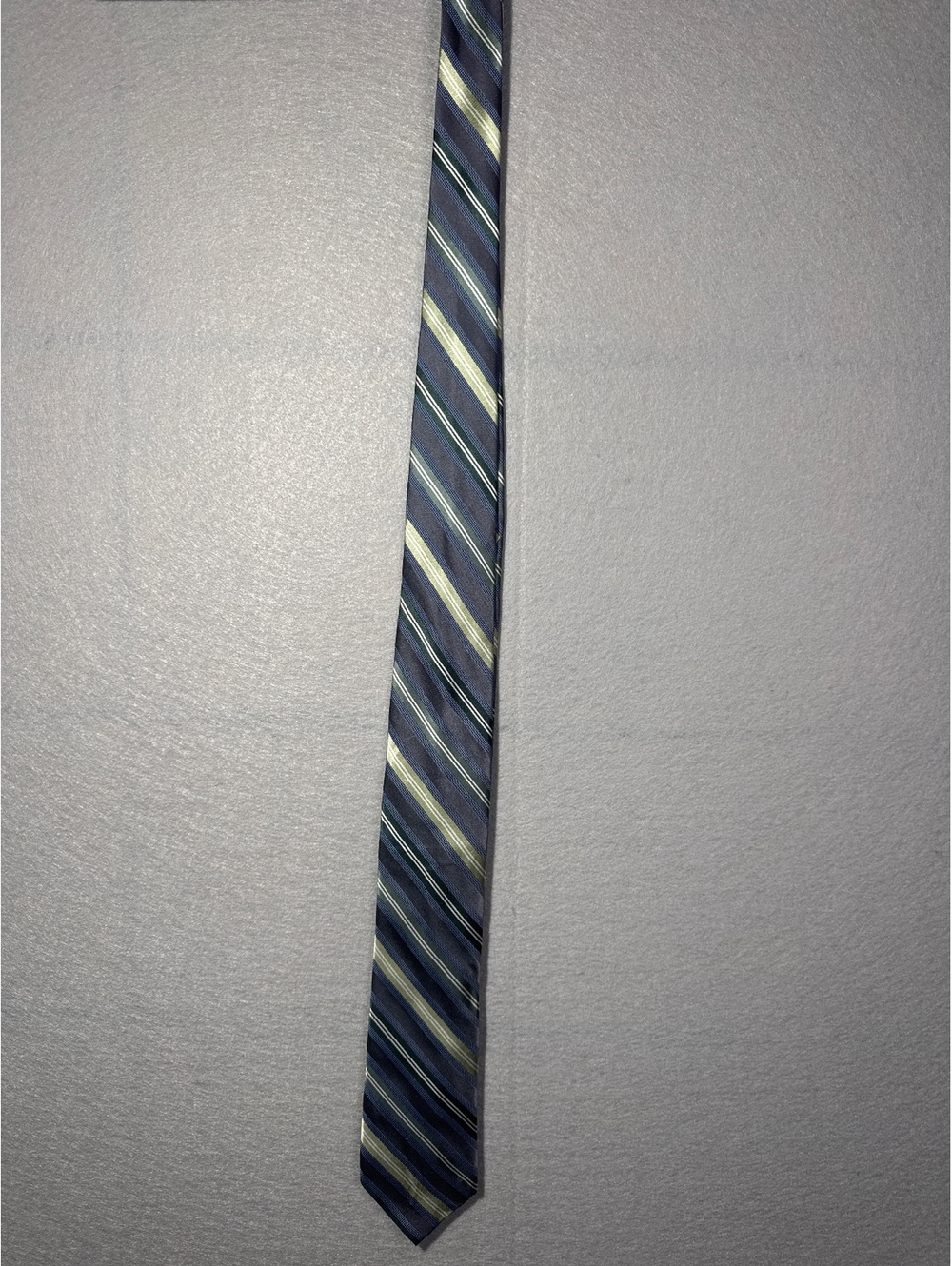 Pronto Uomo Men's Striped Tie in Blue, Green, and Yellow